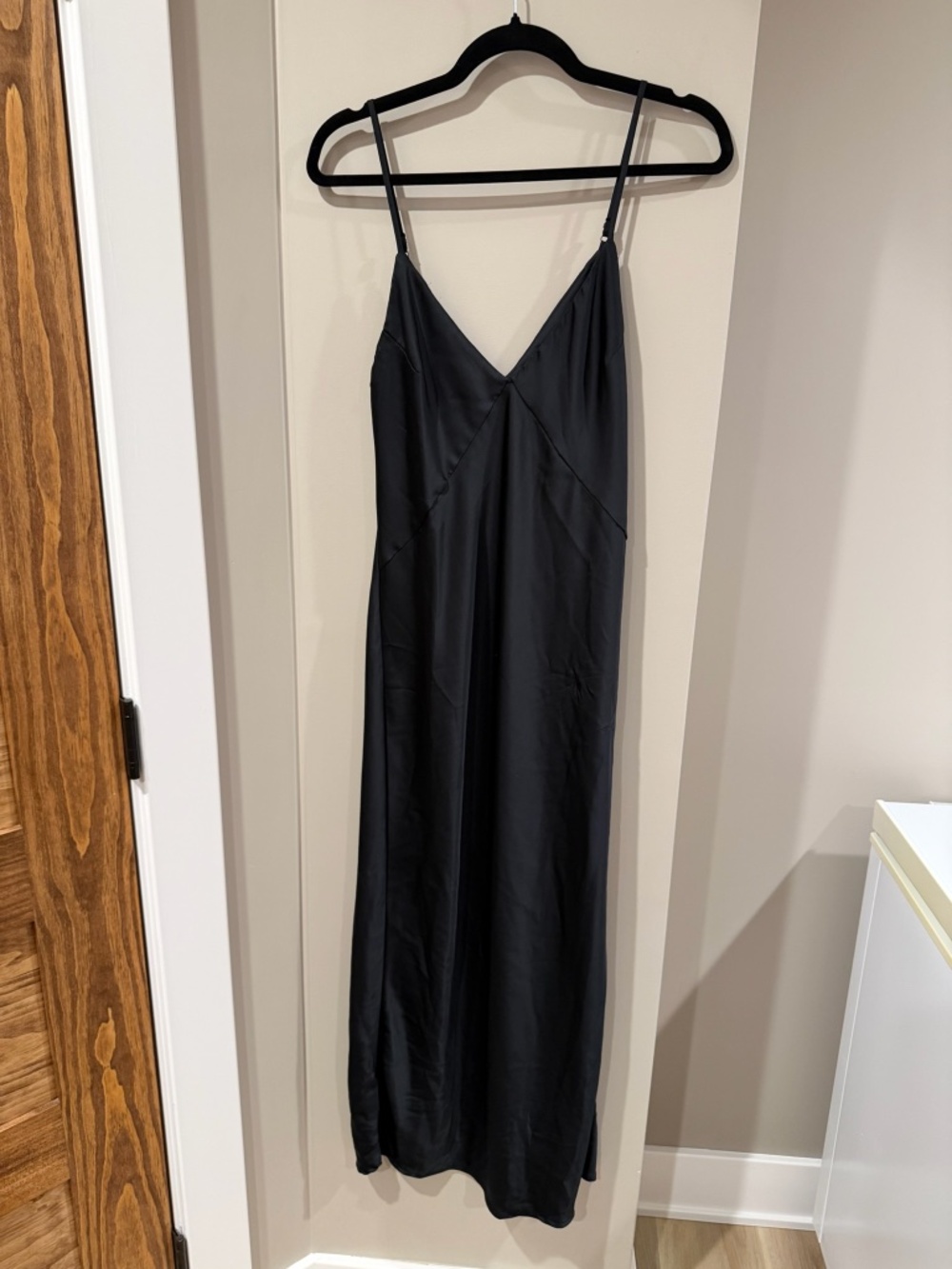 Black Midi Satin Style Dress Sz S